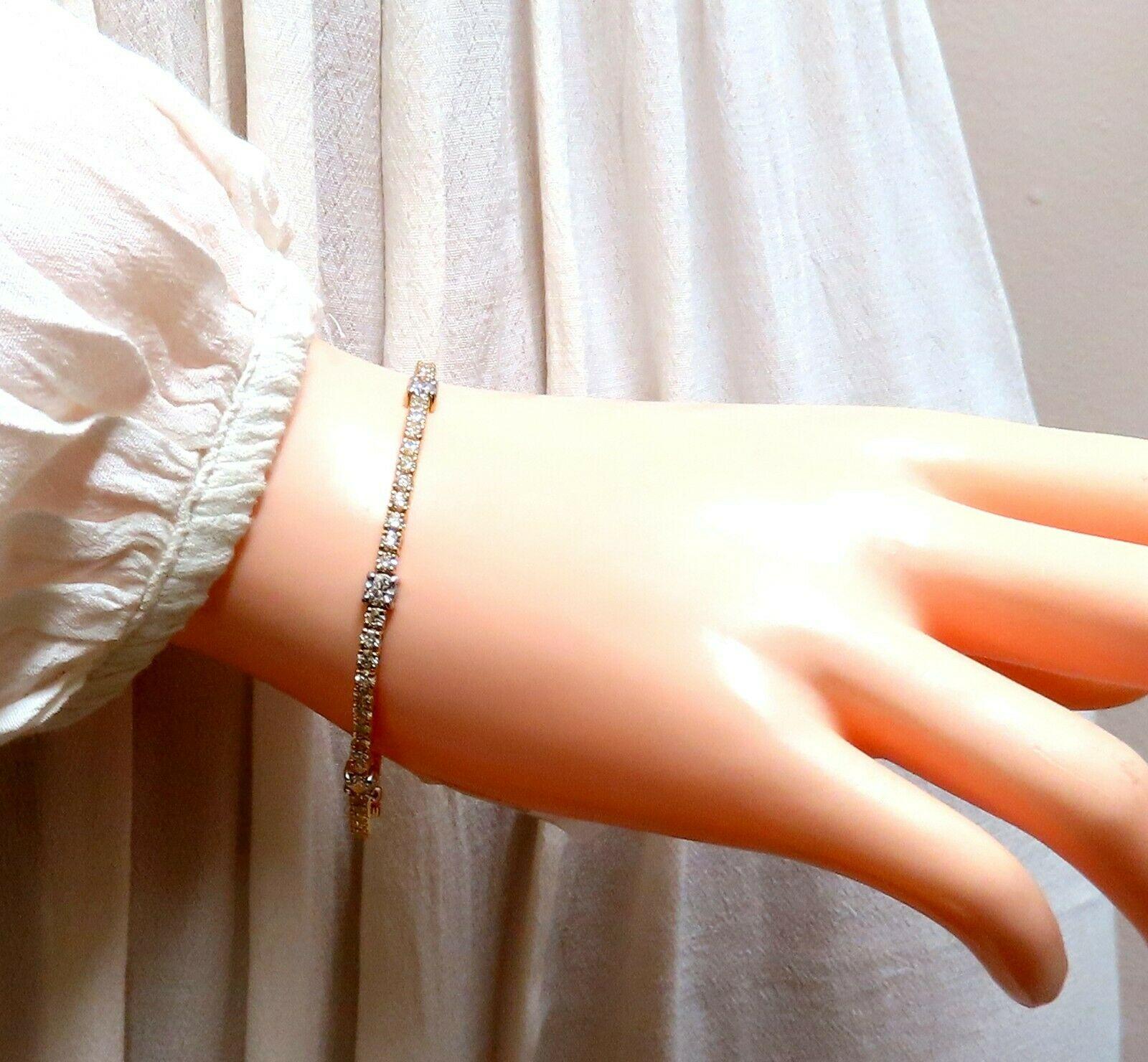 Bracciale Tennis con Diamanti Naturali da 4,51 Carati in Oro 14kt Stazione Classica Alternata In condizioni Nuovo in vendita a New York, NY