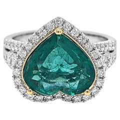 4.52 Carat Emerald and Diamond White Gold Ring