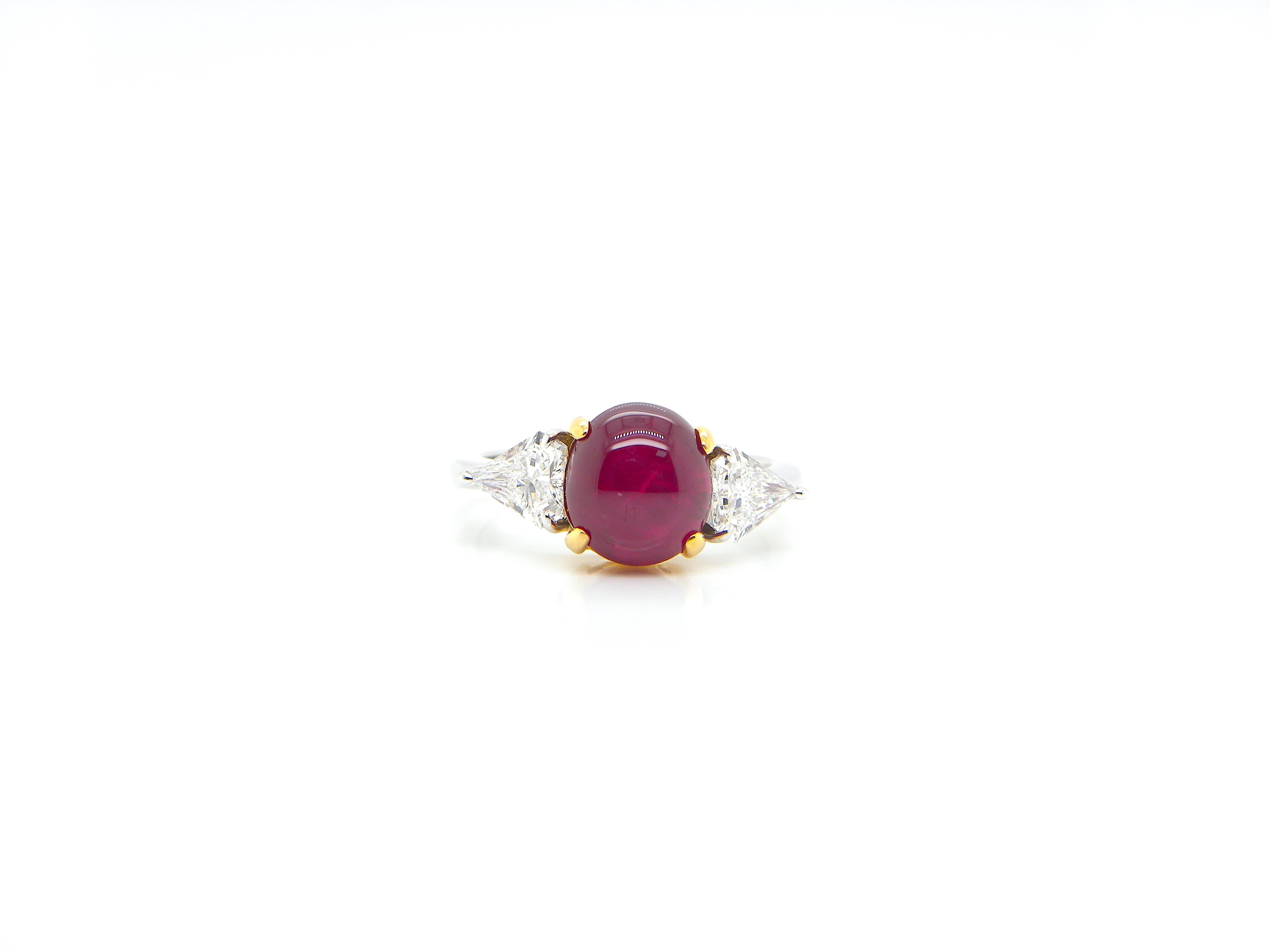 4.52 Carat GIA Certified Burma No Heat Vivid Red Star Ruby and Diamond Gold Ring:

A beautiful and rare jewel, it features a 4.52 carat GIA certified Burma 