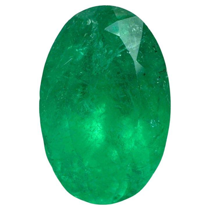 4.52 Carat Grassy Green Colombian Emerald Oval Cut - May Birthstone Gem