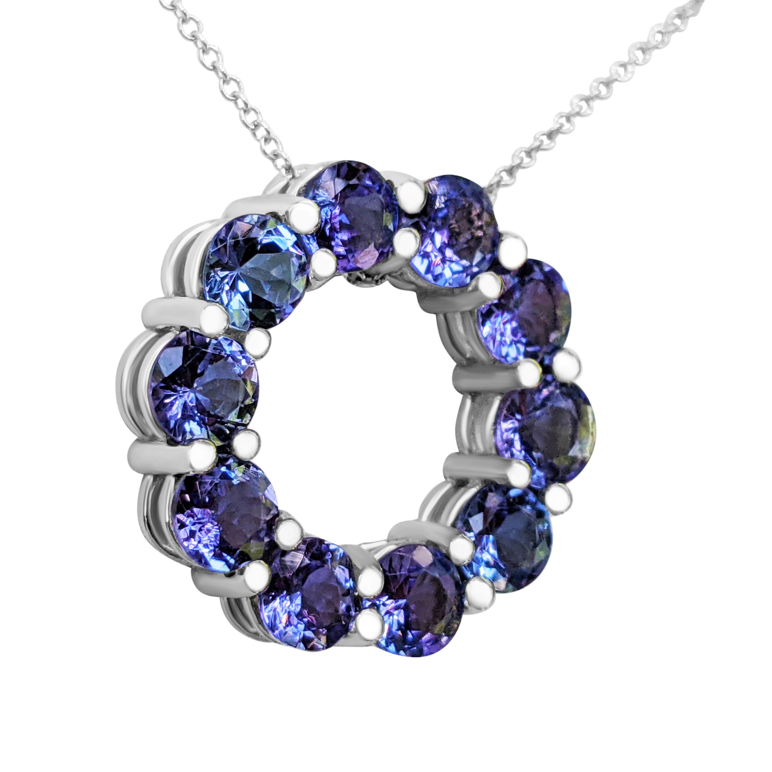 Women's 4.52 Carat Tanzanite, 14 Kt. White Gold, Necklace with Pendant