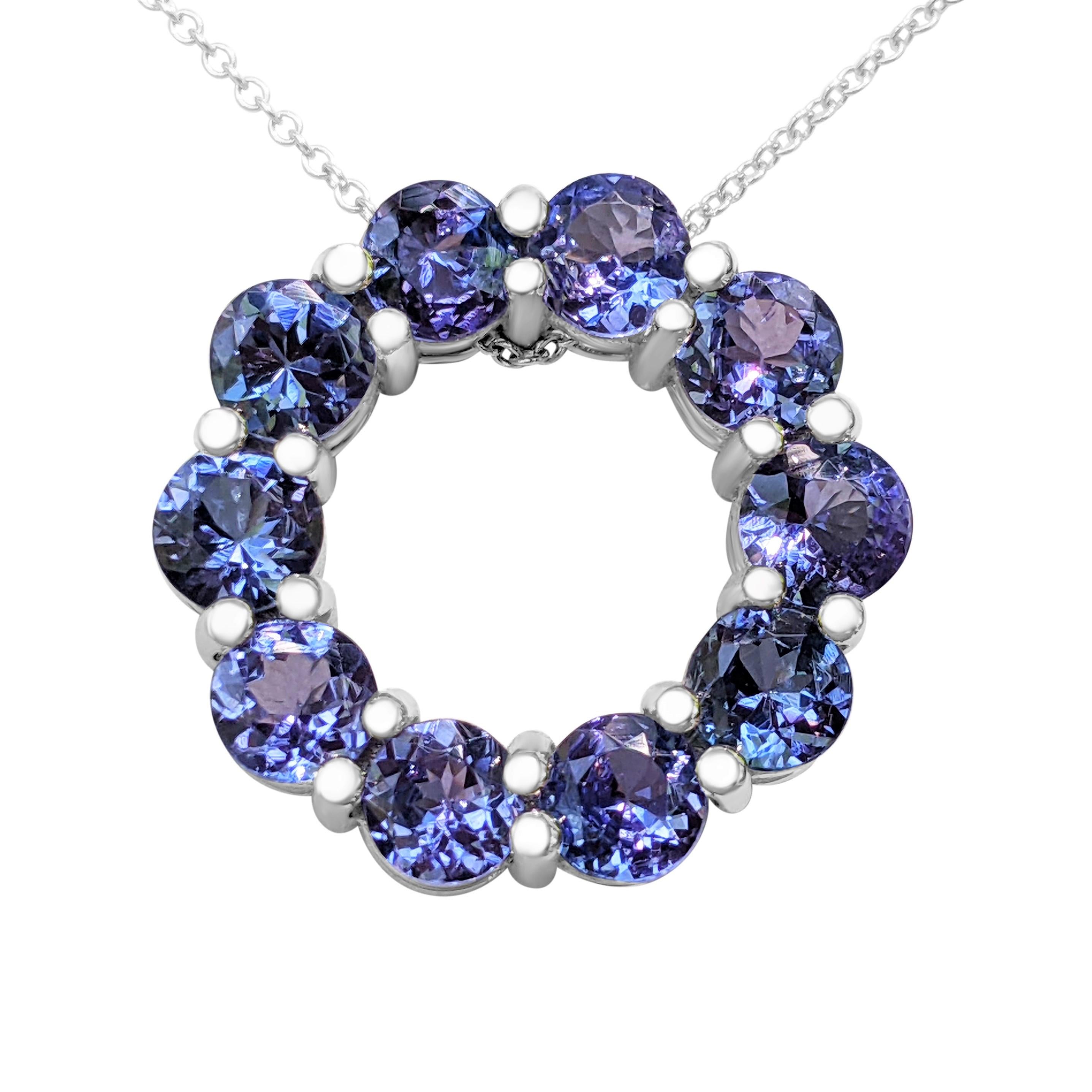 4.52 Carat Tanzanite, 14 Kt. White Gold, Necklace with Pendant 1