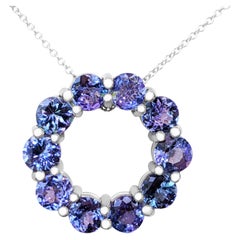 4.52 Carat Tanzanite, 14 Kt. White Gold, Necklace with Pendant