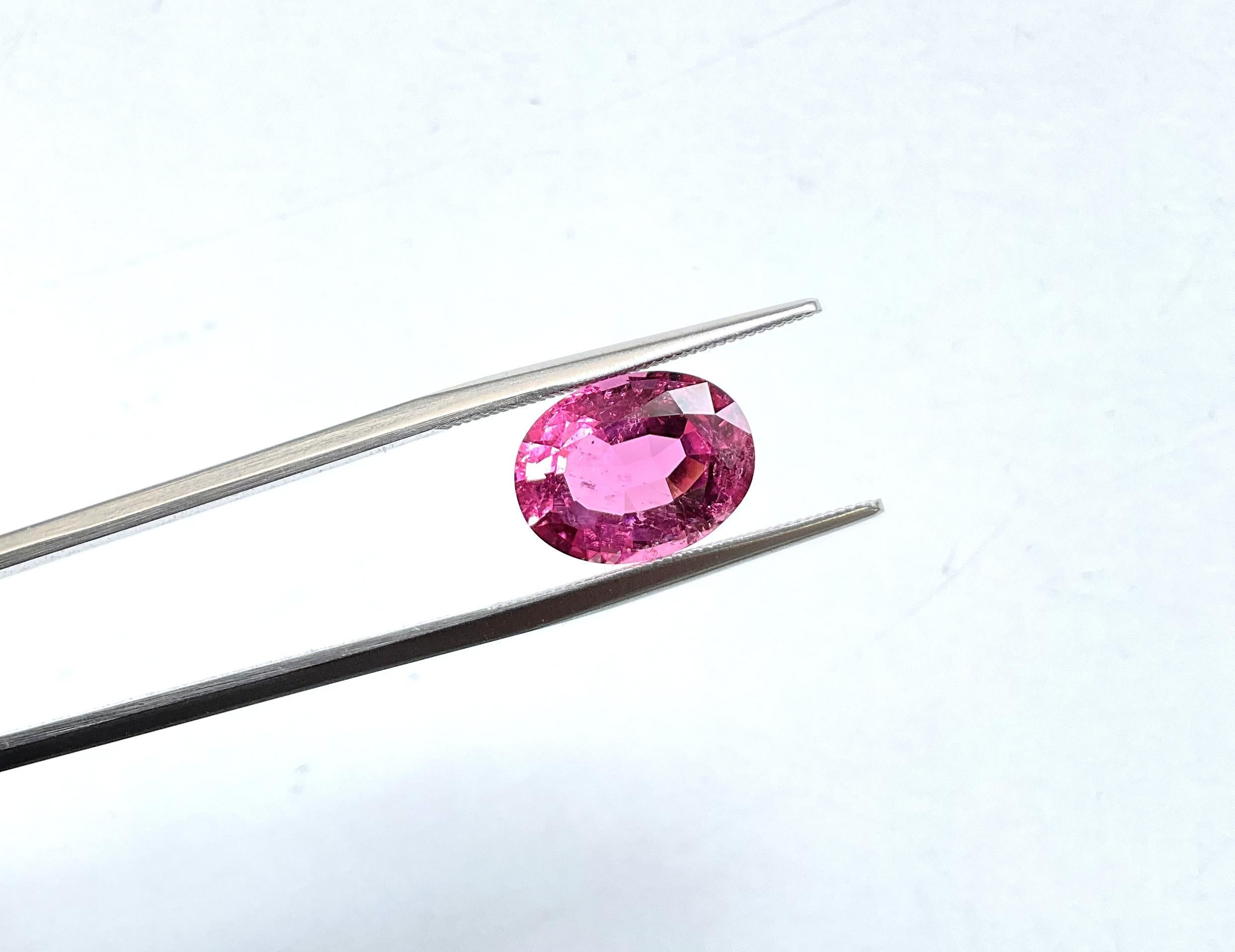 4.52 Carats Pink Tourmaline Oval Faceted Cut stone Top Quality Natural gemstone Neuf - En vente à Jaipur, RJ