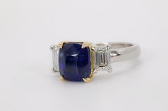 4.52 CT GIA Certified Cushion Cut Sapphire in 18K Gold & Platinum Diamond Ring