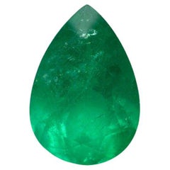 4.52 Ct Pear-Cut Yellowish Green Colombian Emerald - May Birthstone, Genuine Gem