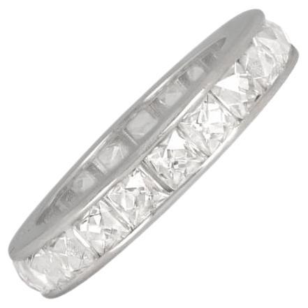 4.52ct Antique French Cut Diamond Eternity Band Ring, H Color, Platinum For Sale