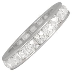 4.52ct Antique French Cut Diamond Eternity Band Ring, H Color, Platinum