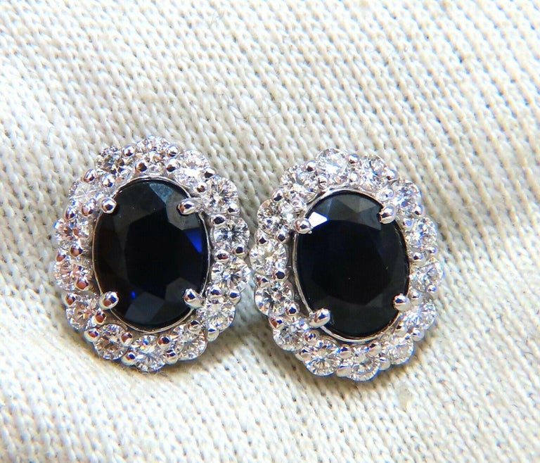 4.52 Carat Natural Sapphire Diamonds Cluster Earrings 14 Karat Gold For ...