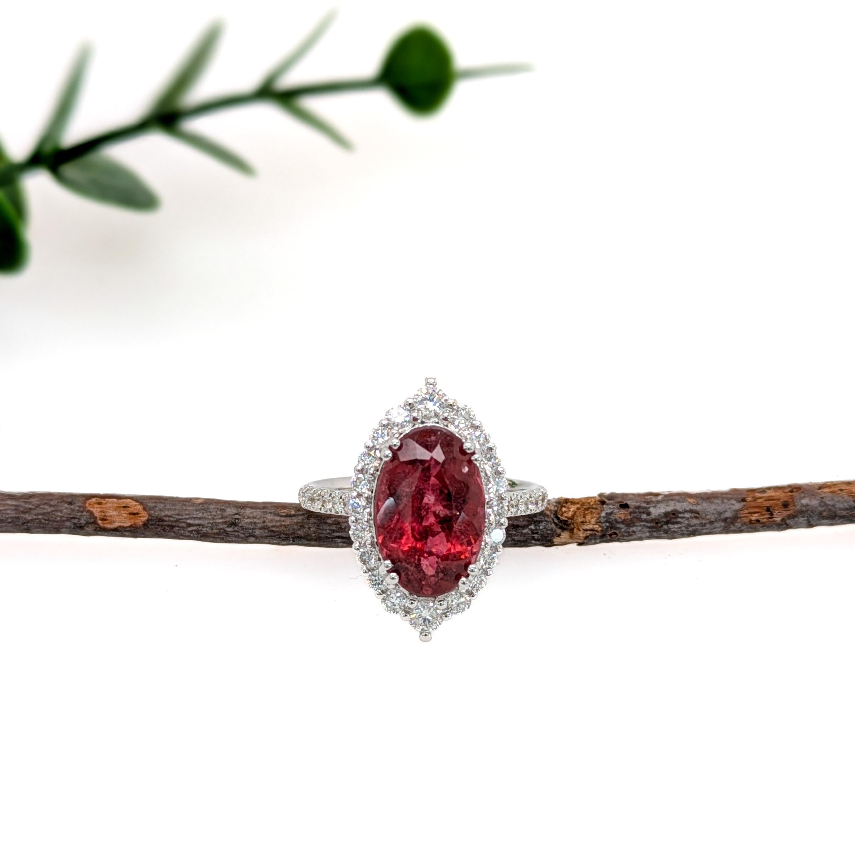 Contemporary 4.52cts Rubellite Diamond Engagement Ring in 14K Gold  Oval 13.3X8.6mm For Sale