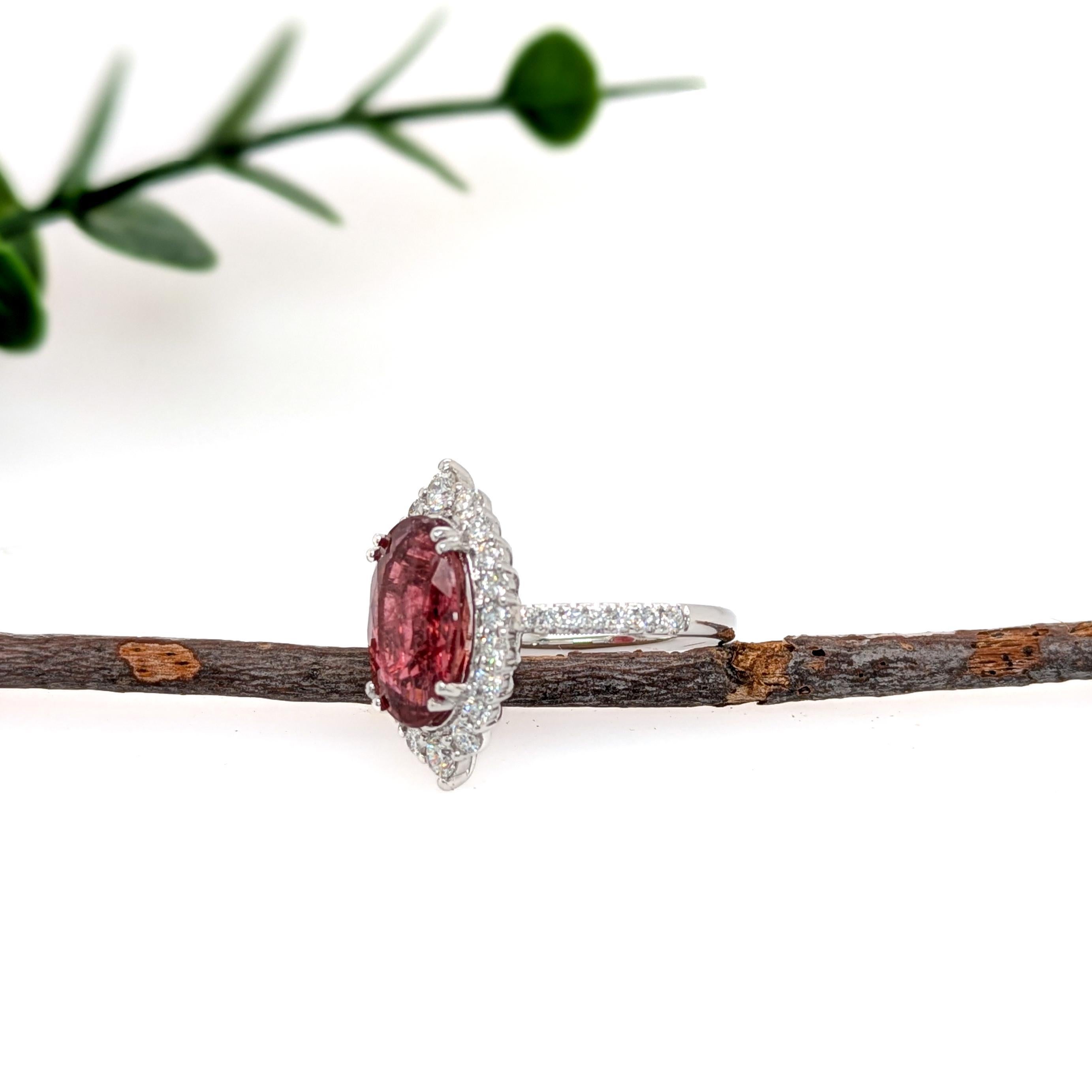 Oval Cut 4.52cts Rubellite Diamond Engagement Ring in 14K Gold  Oval 13.3X8.6mm For Sale