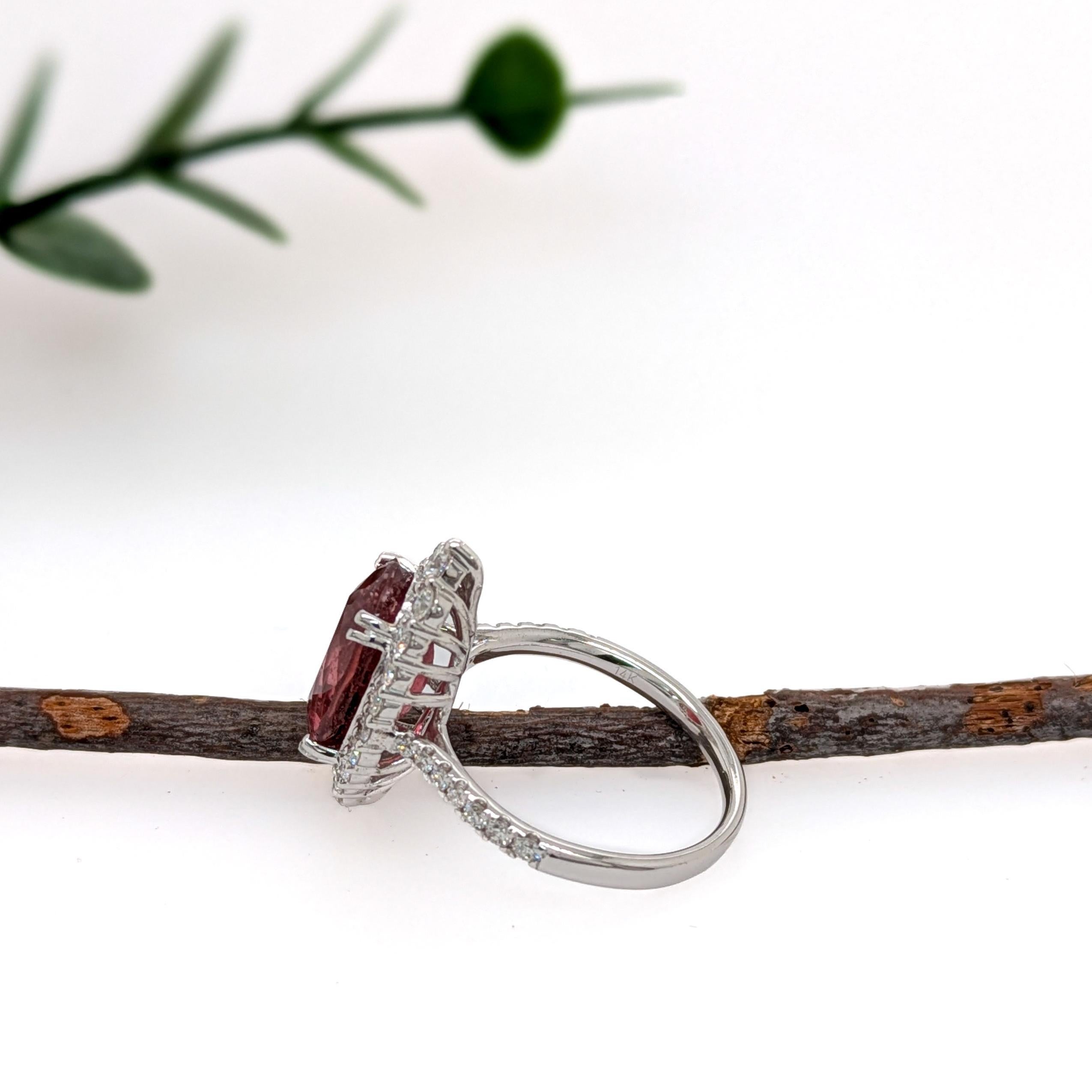4.52cts Rubellite Diamond Engagement Ring in 14K Gold  Oval 13.3X8.6mm In New Condition For Sale In Columbus, OH