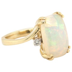 4.53 Carat Ethiopian Opal Diamond Yellow Gold Ring 4.53 Carat Ethiopian Opal Diamond Yellow Gold Ring