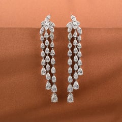 4.53 Carat Mixed Shape Diamond Cocktail Drop Earrings Gift 14k White Gold