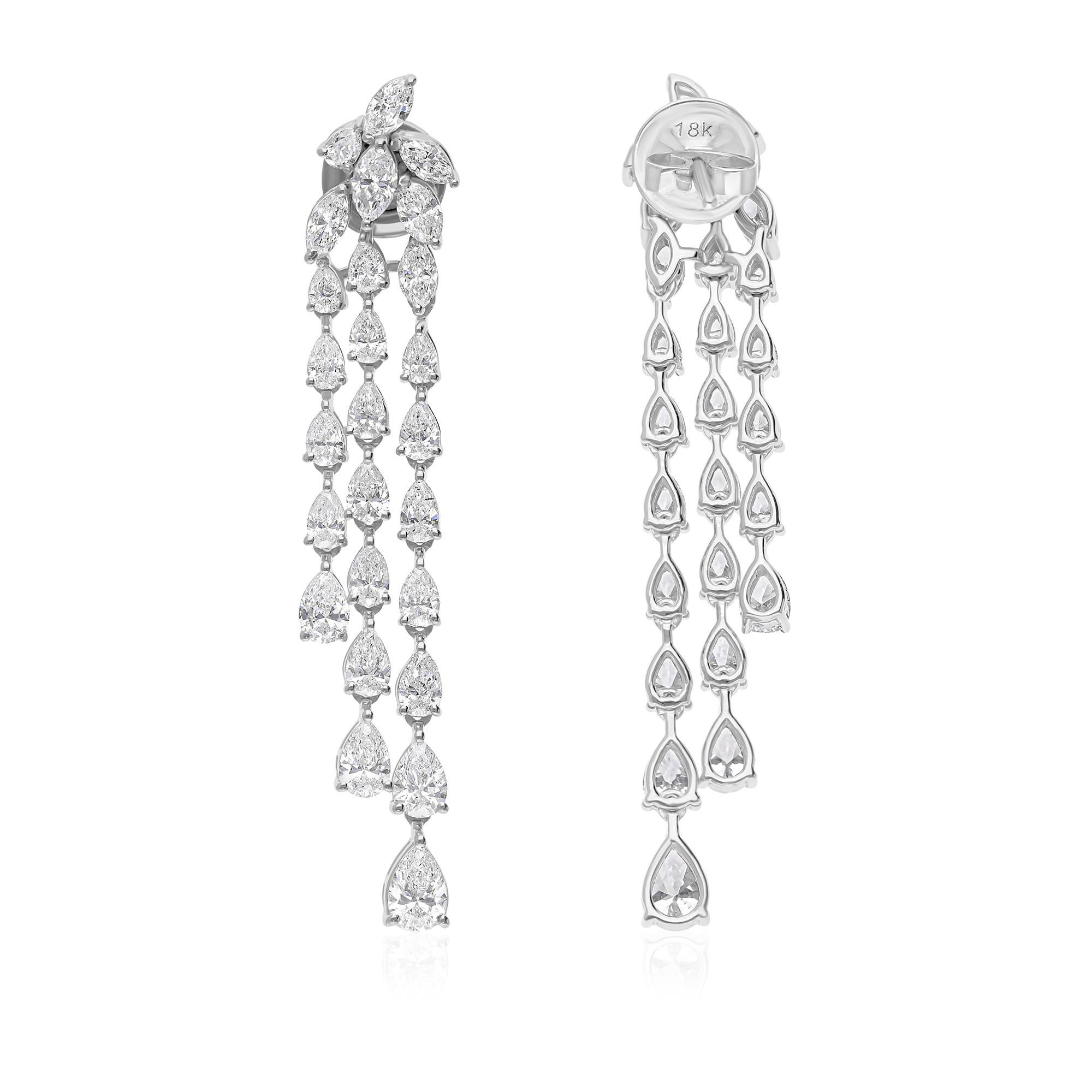 4.53 Carat Diamond Mixed Shape Cocktail Drop Earrings Gift 14k White Gold (Boucles d'oreilles cocktail en or blanc 14k) Neuf - En vente à Diera, Dubai