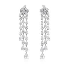 Orecchini da cocktail con diamanti di forma mista da 4,53 carati, regalo in oro bianco 14k