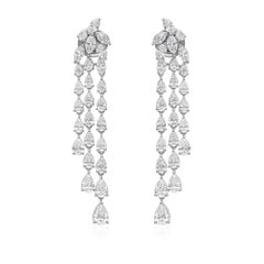 Orecchini da cocktail con diamanti di forma mista da 4,53 carati, regalo in oro bianco 18k