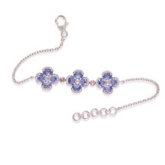 4.9 Carat Sapphire and Diamond Bracelet  in 18k White Gold