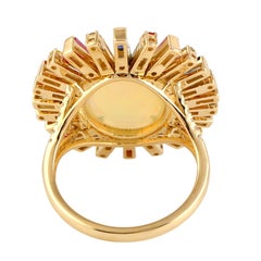 4,53 Karat Opal Multi Saphir Diamant 14 Karat Gold Starburst-Ring