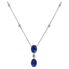 4.53 Carats Sapphire and White Diamond White Gold Necklace