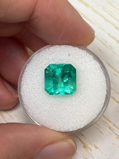 4.53ct Muzo Green Colombian Emerald 10x10mm Asscher Cut Genuine May Birthstone