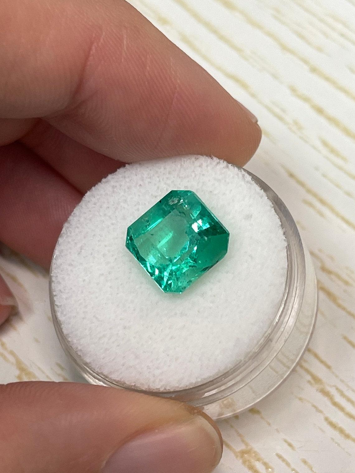 4,53 ct Esmeralda Verde Muzo Colombiana 10x10mm Corte Asscher Piedra de Nacimiento de Mayo Genuina Moderno en venta