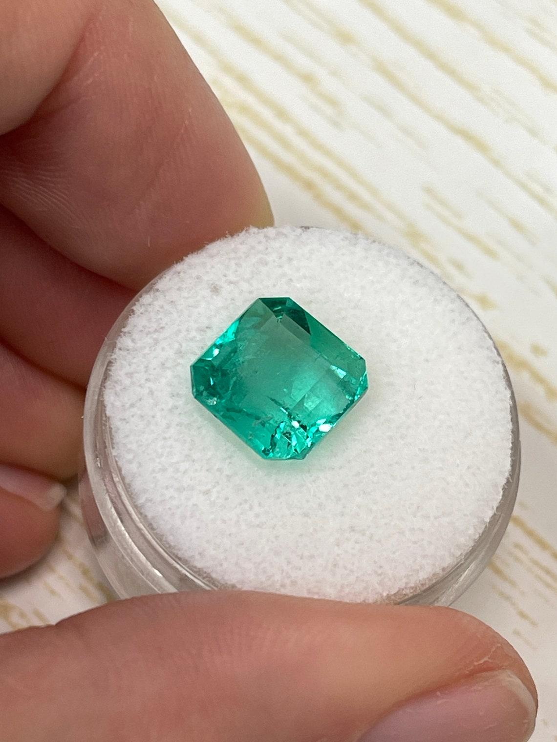 4,53 ct Esmeralda Verde Muzo Colombiana 10x10mm Corte Asscher Piedra de Nacimiento de Mayo Genuina en Nuevo estado para la venta en Jupiter, FL
