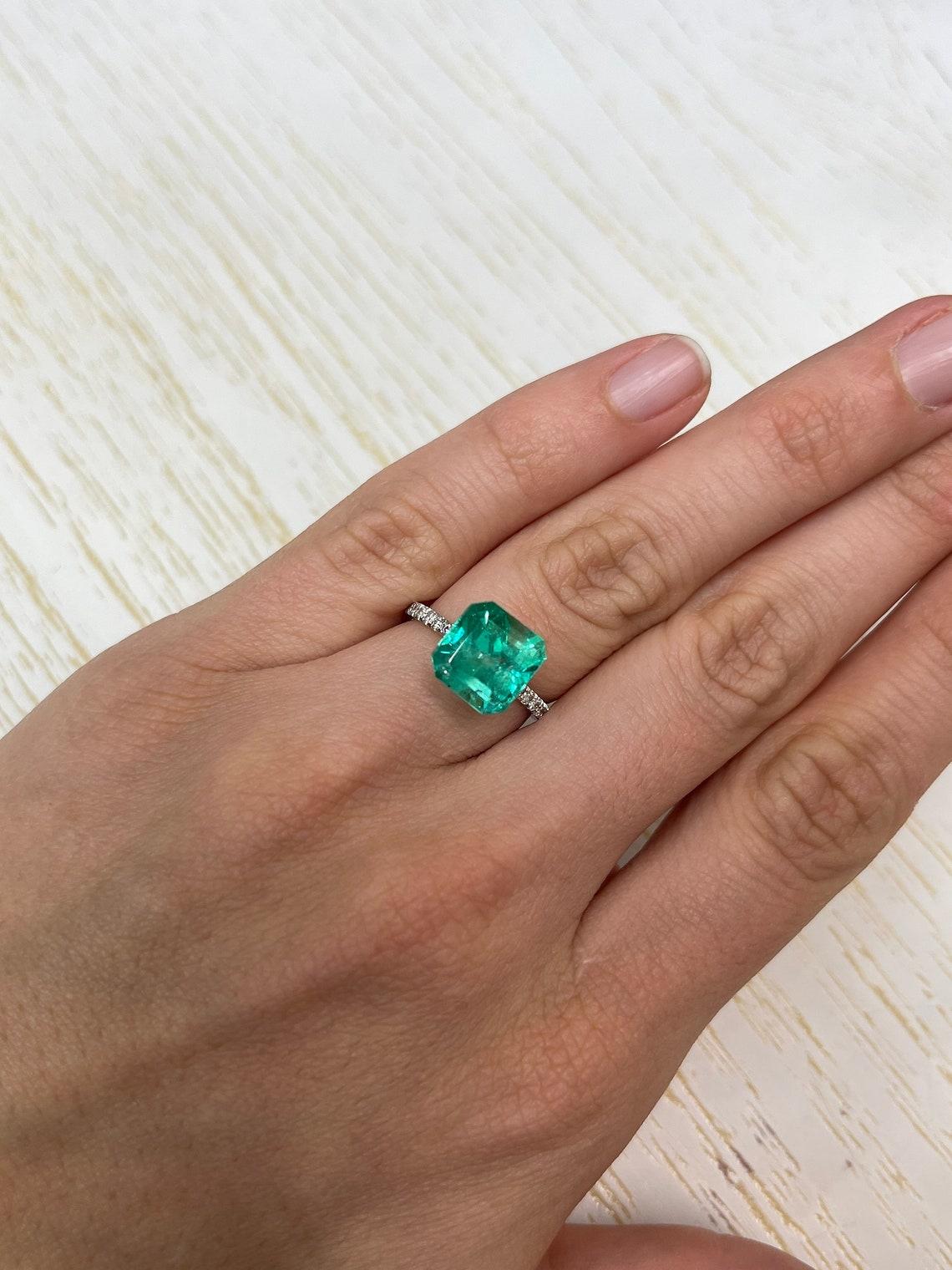 4,53 ct Esmeralda Verde Muzo Colombiana 10x10mm Corte Asscher Piedra de Nacimiento de Mayo Genuina en venta 3