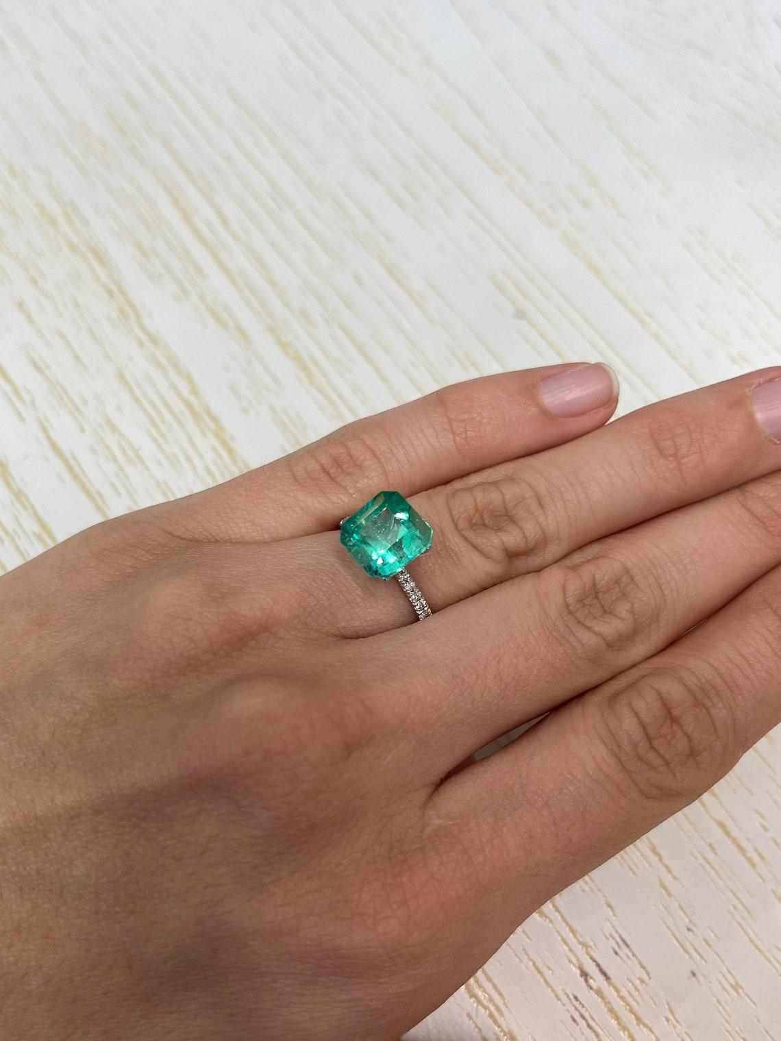 4,53 ct Esmeralda Verde Muzo Colombiana 10x10mm Corte Asscher Piedra de Nacimiento de Mayo Genuina en venta 4