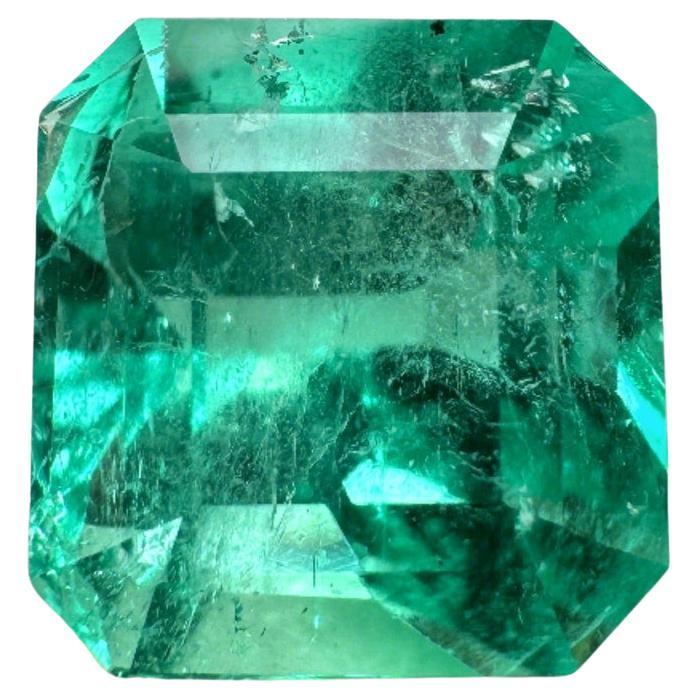 Pierre de naissance de mai authentique de 4,53 carats, émeraude colombienne verte Muzo 10 x 10 mm, taille Asscher
