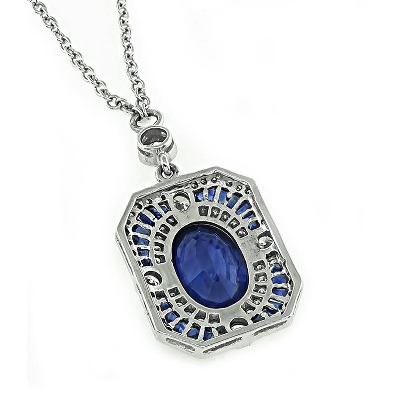 Collier pendentif saphir 4,53 carats et diamant 1,20 carat Bon état - En vente à New York, NY