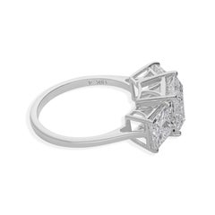 4.53Ct SI Clarity HI Color Princess Cut Diamond Three Stone Ring 14k White Gold