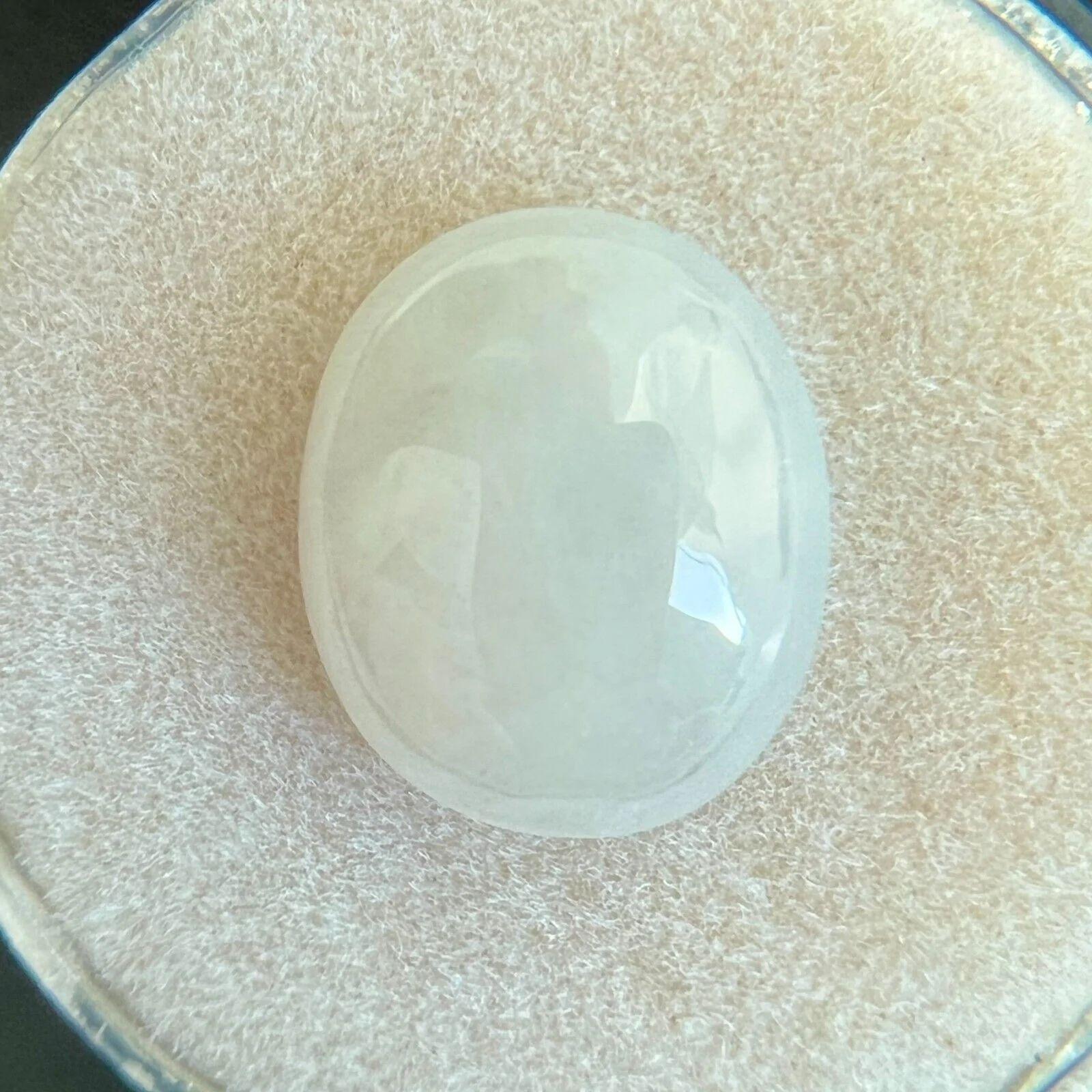 Oval Cut 4.53ct White Jadeite Jade IGI Certified ‘A’ Grade Oval Cabochon Rare Gem For Sale