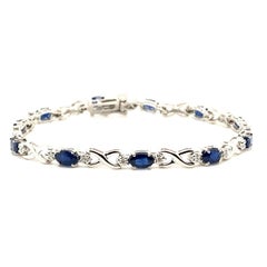 4,54 Karat Diamant und Saphir Armband G SI 14 Karat Weißgold