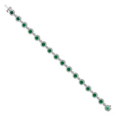 4.54 Carat Emerald and Diamond White Gold Bracelet