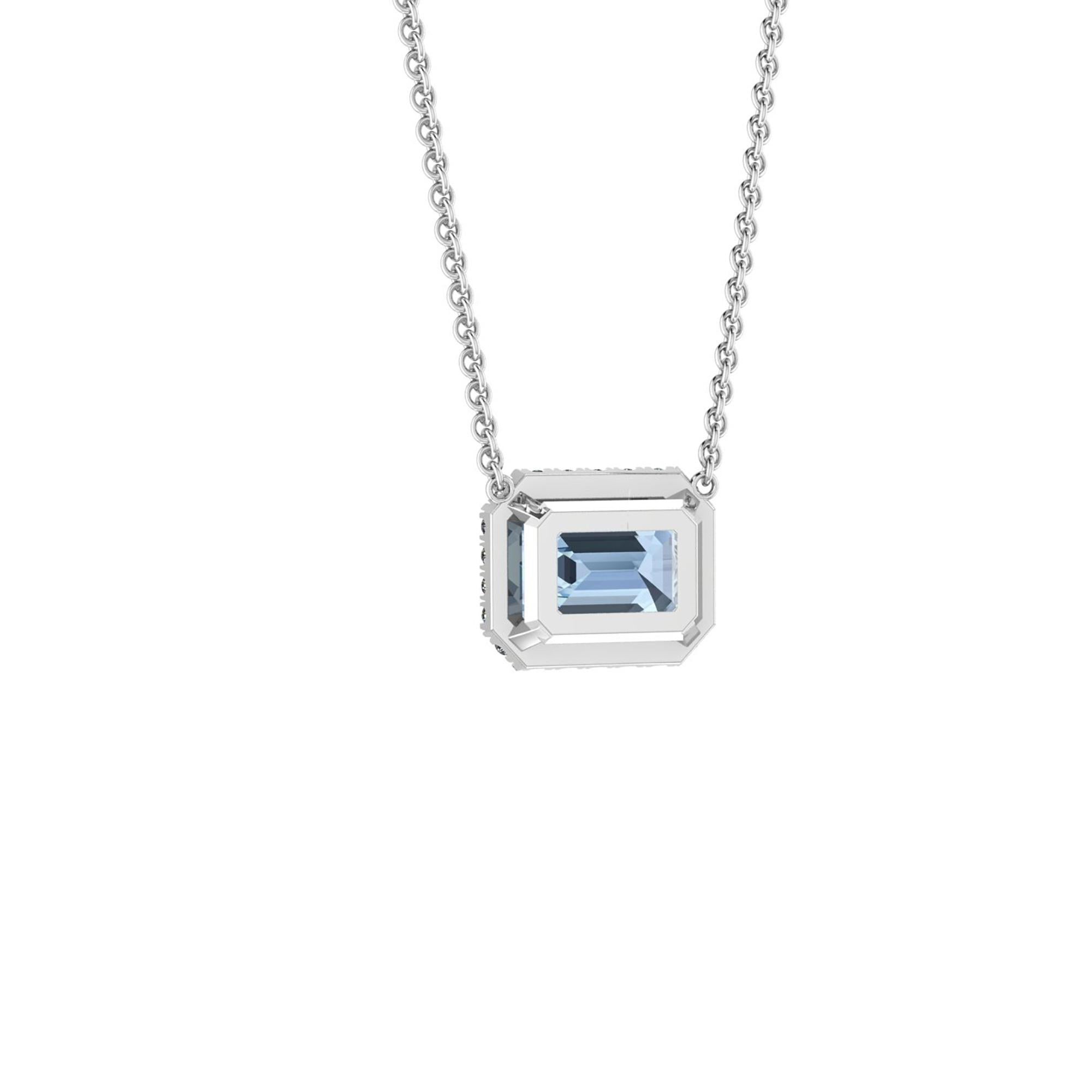 4,54 Karat Smaragd Aquamarin Diamant Halo Platin 950 Halskette Anhänger (Art déco) im Angebot