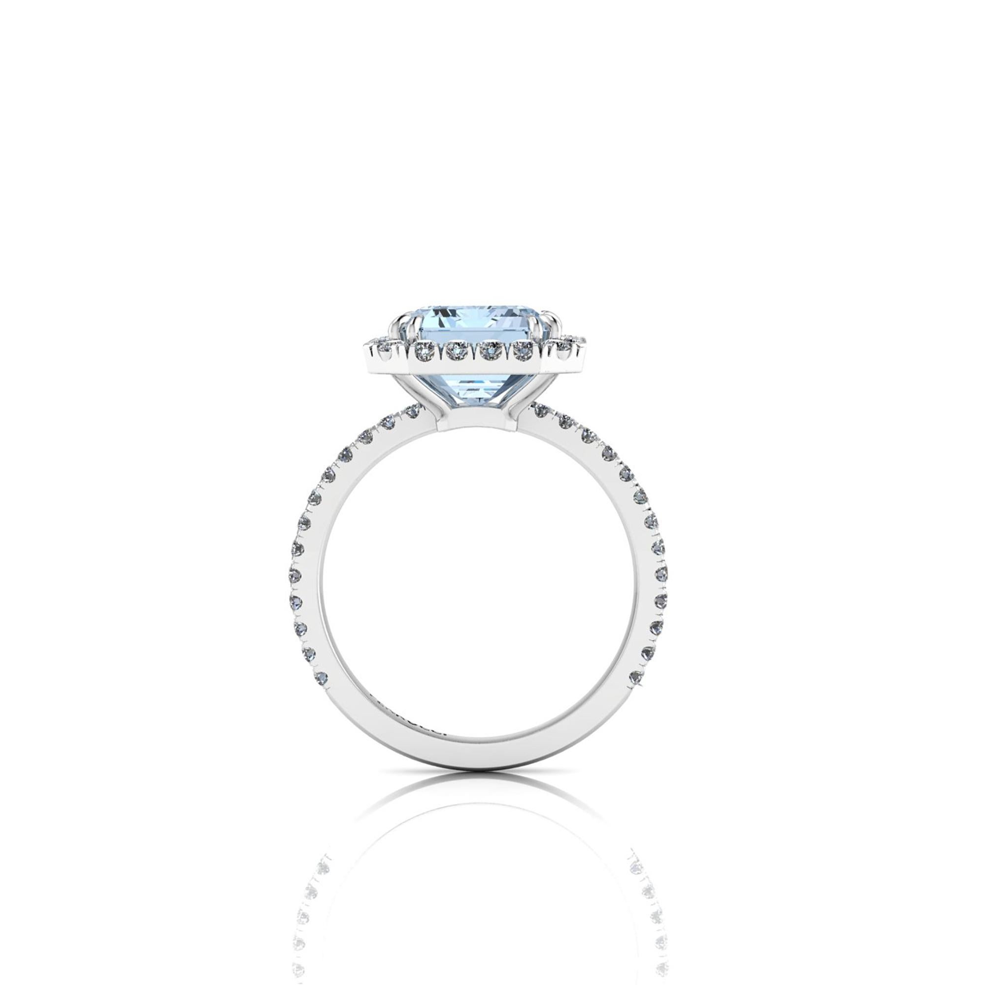 Art Deco 4.54 Carat Emerald Aquamarine Halo Diamond Platinum Cocktail Ring For Sale