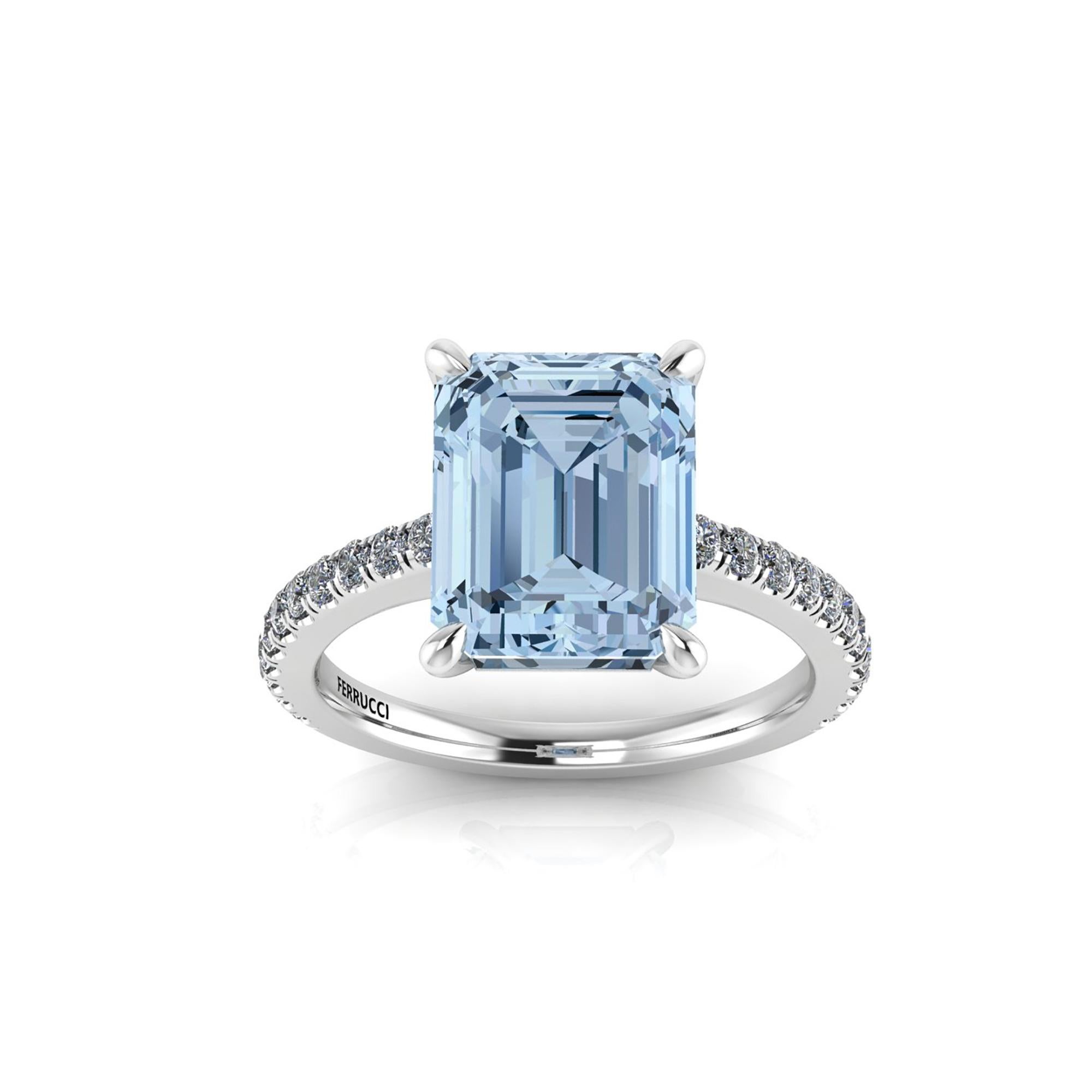 4.54 Carat Emerald Aquamarine Pave Diamond Platinum Cocktail Ring In New Condition In New York, NY