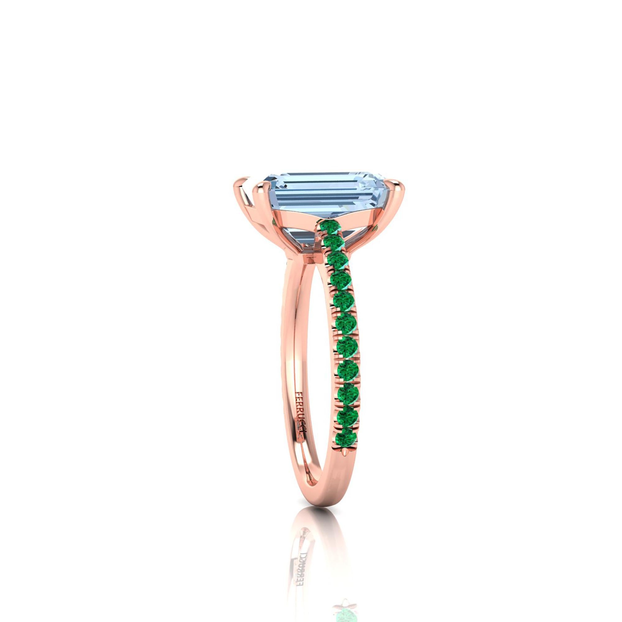 Modern 4.54 Carat Emerald Aquamarine Pave Emeralds 18 Karat Rose Gold Cocktail Ring