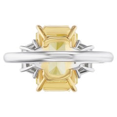 4.54 Carat Radiant Diamond Ring Fancy Yellow 18K Gold Sunlit Royal Radiance