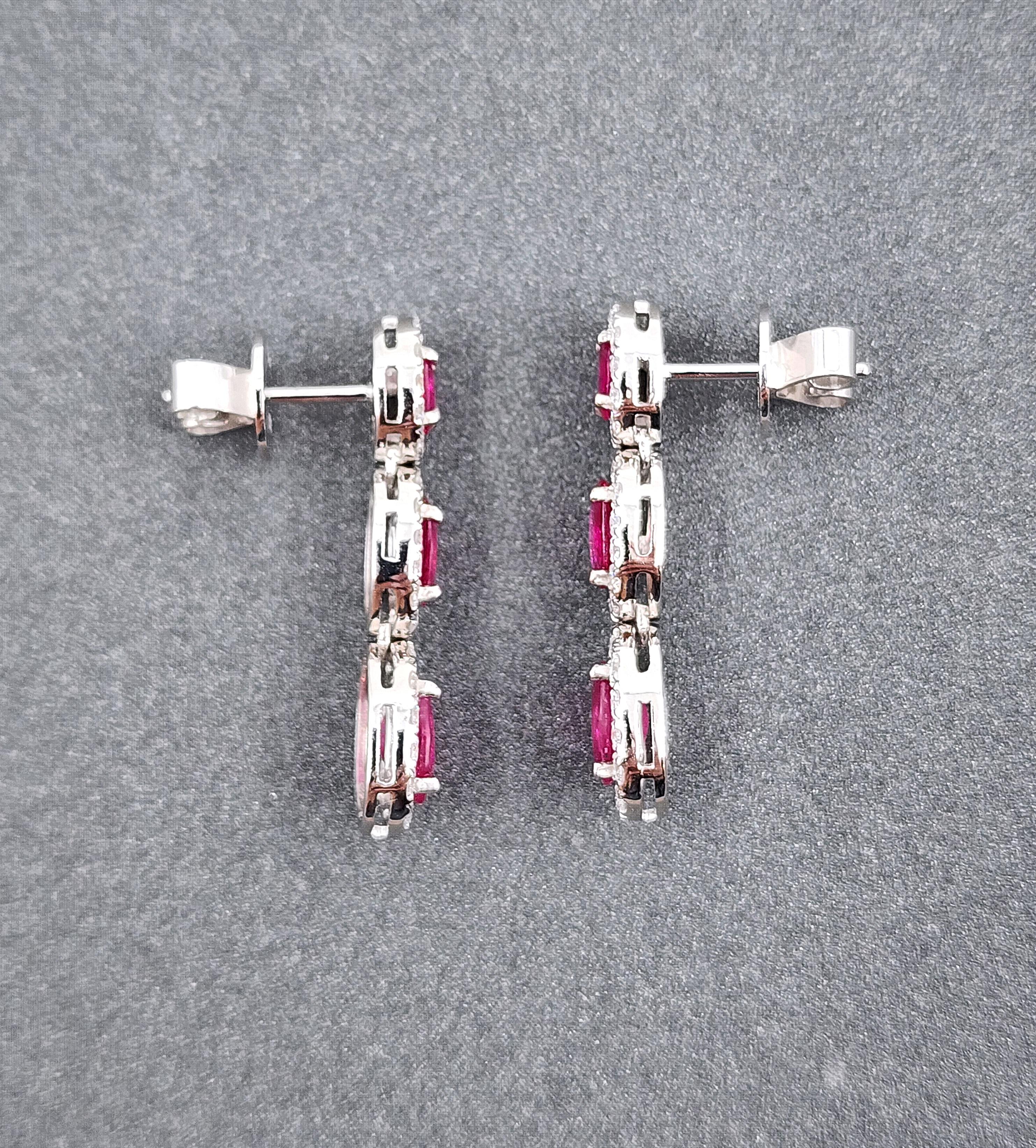 4.54 ct Natural Burma Ruby & Diamond Earrings For Sale 3