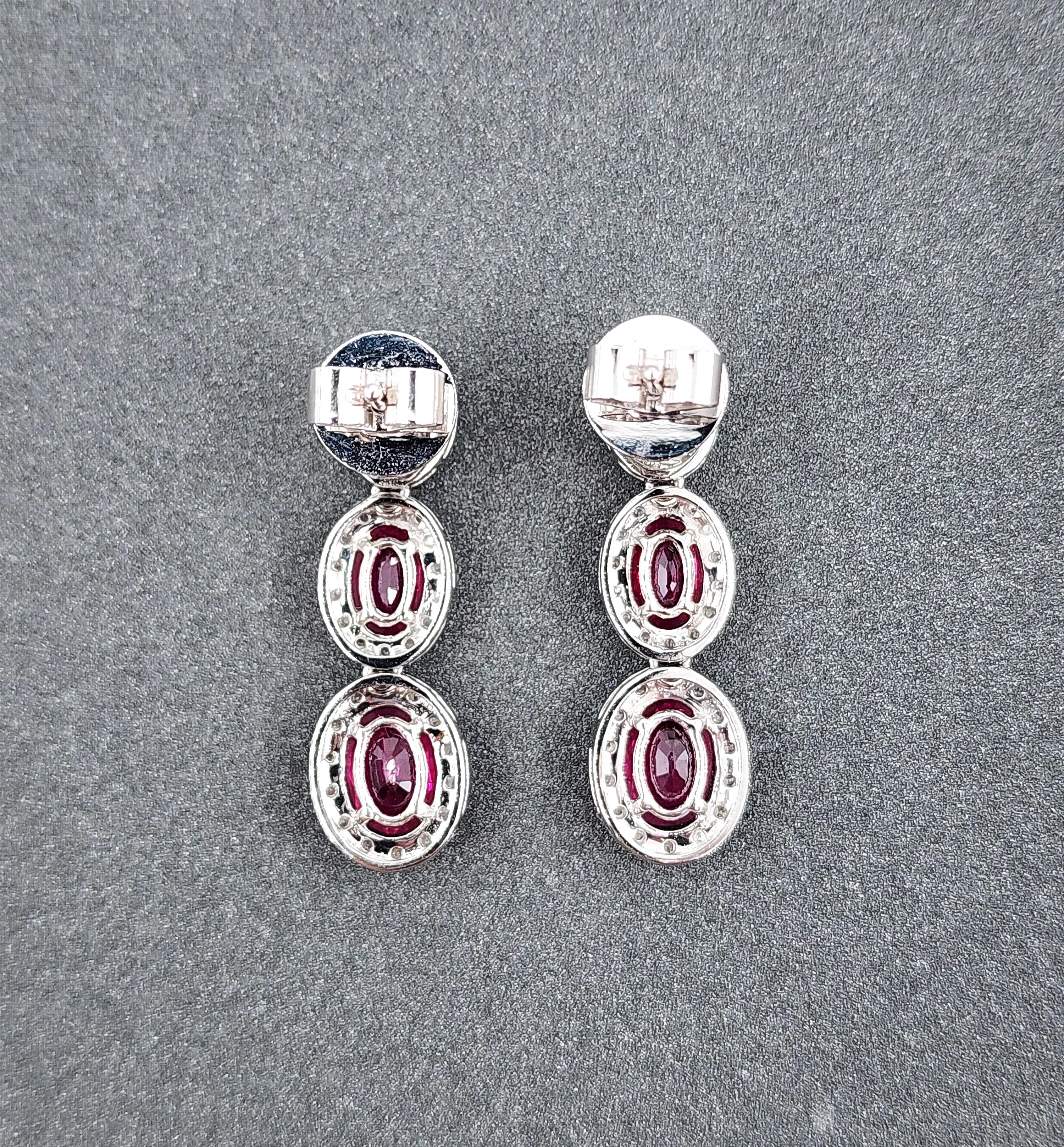 4.54 ct Natural Burma Ruby & Diamond Earrings For Sale 1