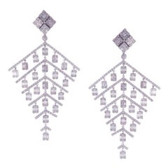 Pendientes araña de oro blanco de 14 quilates con 454 diamantes redondos