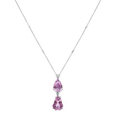 45.48 Carats Kunzite and Diamond White Gold Necklace