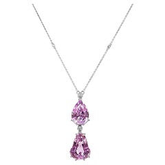45.48 Carats Kunzite and Diamond White Gold Necklace