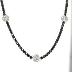 4.55 Carat Black Diamond White Diamond 14 Karat White Gold Necklace