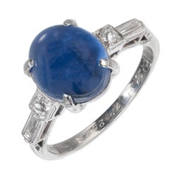 4.55 Carat Burma Star Sapphire Diamond Platinum Engagement Ring