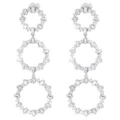 Elizabeth Fine Jewelry 4.55 Carat Diamond Circle Drop Earrings in 18K White Gold