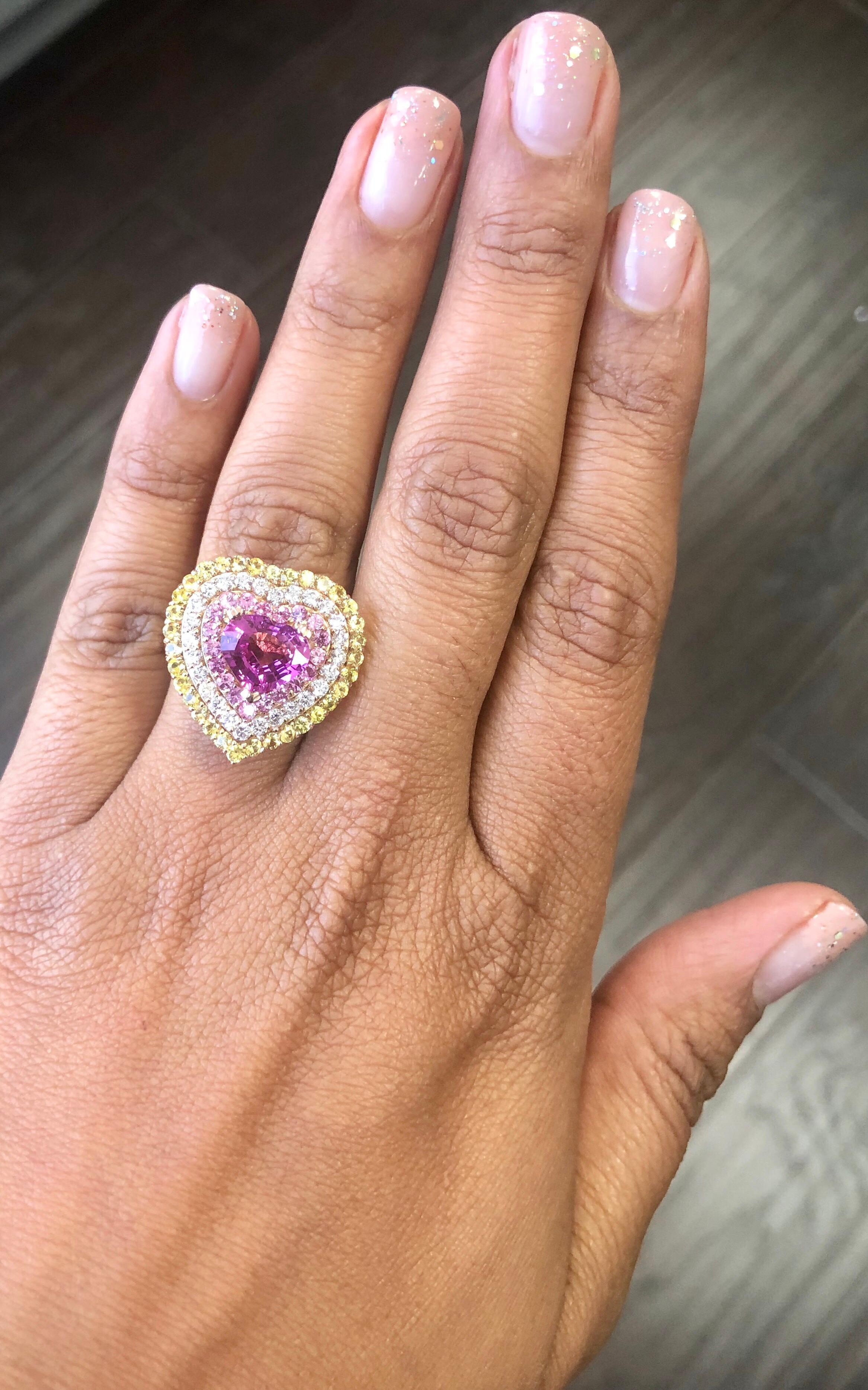 4.55 Carat GIA Certified Pink Sapphire Diamond 18 Karat Rose Gold Ring In New Condition In Los Angeles, CA