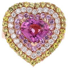 4.55 Carat GIA Certified Pink Sapphire Diamond 18 Karat Rose Gold Ring